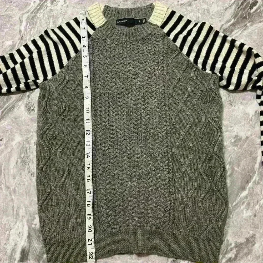 Karen Millen Women's Grey and White Sweater front 100% Wool - Picture 3 of 7